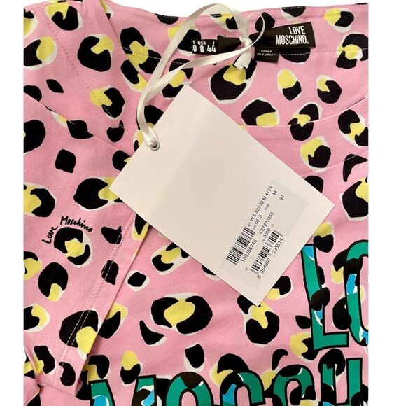 LOVE MOSCHINO Pink\Yellow Leopard Mini Dress NWT - Picture 7 of 7
